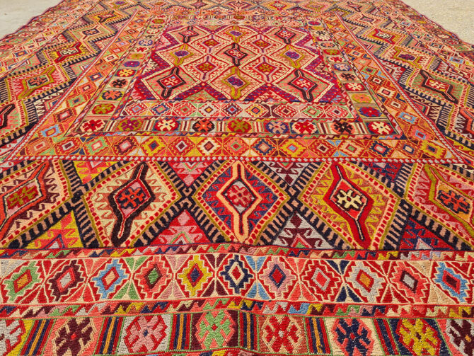 Fine Quality Hand Knotted Veg Dyed Dezangi Wool on Wool Kilim Area Rug 6 x 5 Ft (902 KHI) - Image 3