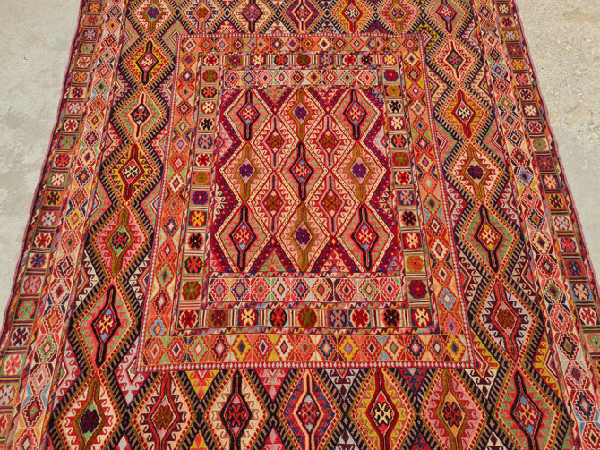 Fine Quality Hand Knotted Veg Dyed Dezangi Wool on Wool Kilim Area Rug 6 x 5 Ft (902 KHI) - Image 5