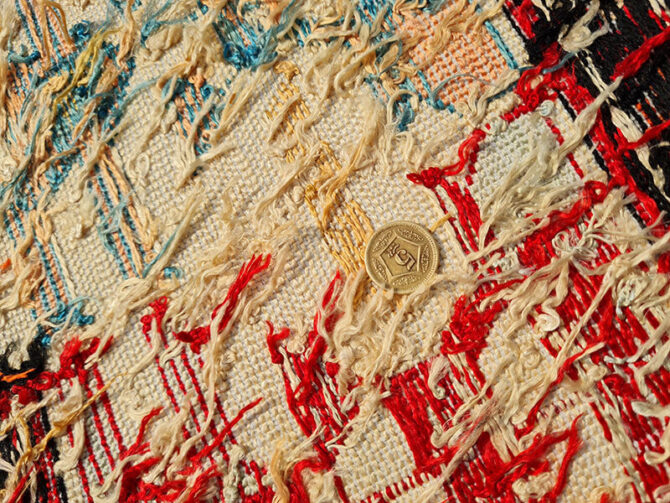 Fine Quality Hand Knotted Veg Dyed Soumak Pictorial Silk Kilim Area Rug 6 x 4 Ft (907 KHI) - Image 7