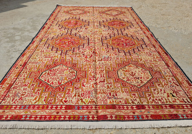 Fine Quality Hand Knotted Veg Dyed Soumak Pictorial Silk Kilim Area Rug 6.5 x 3.10 Ft (908 KHI) - Image 2