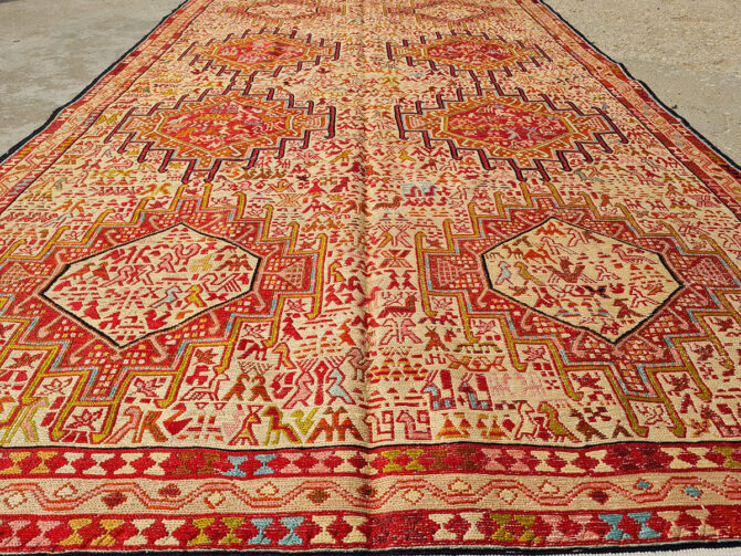 Fine Quality Hand Knotted Veg Dyed Soumak Pictorial Silk Kilim Area Rug 6.5 x 3.10 Ft (908 KHI) - Image 3