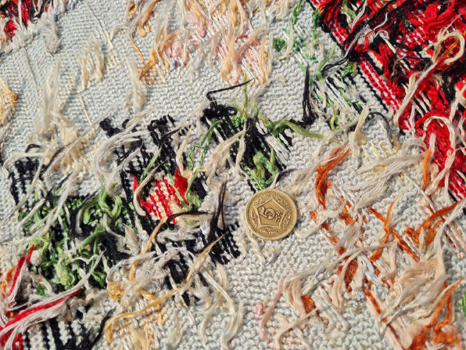 Fine Quality Hand Knotted Veg Dyed Soumak Pictorial Silk Kilim Area Rug 6 x 4 Ft (909 KHI) - Image 7