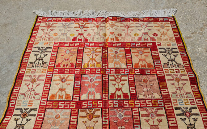 Fine Quality Hand Knotted Veg Dyed Soumak  Silk Kilim Area Rug 6 x 4 Ft (919 KHI) - Image 5