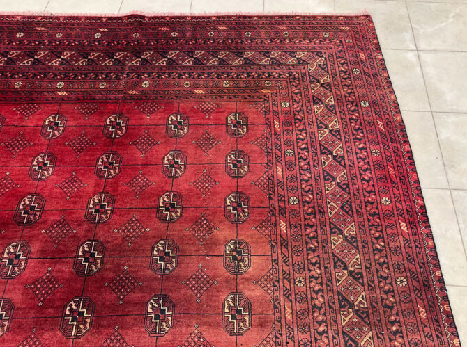 Hand Knotted Vintage Afghan Turkmen Moori Wool Area Rug 9.1 x 6.6 Ft (2901 KHI) - Image 6