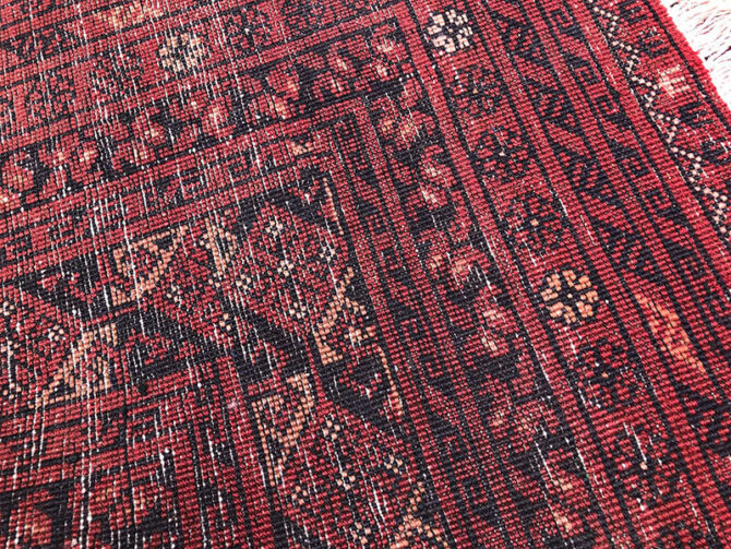 Hand Knotted Vintage Afghan Turkmen Moori Wool Area Rug 9.1 x 6.6 Ft (2901 KHI) - Image 8