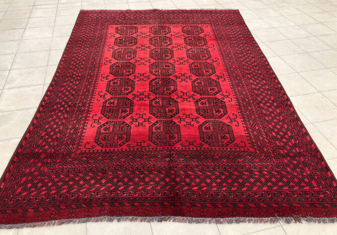 Authentic Hand Knotted Vintage Felpah Bokhara Turkmen Wool Area Rug 9.4 x 6.6 Ft (2905 KHI) - Image 2