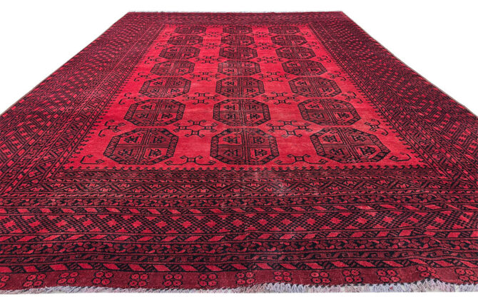 Authentic Hand Knotted Vintage Felpah Bokhara Turkmen Wool Area Rug 9.4 x 6.6 Ft (2905 KHI)
