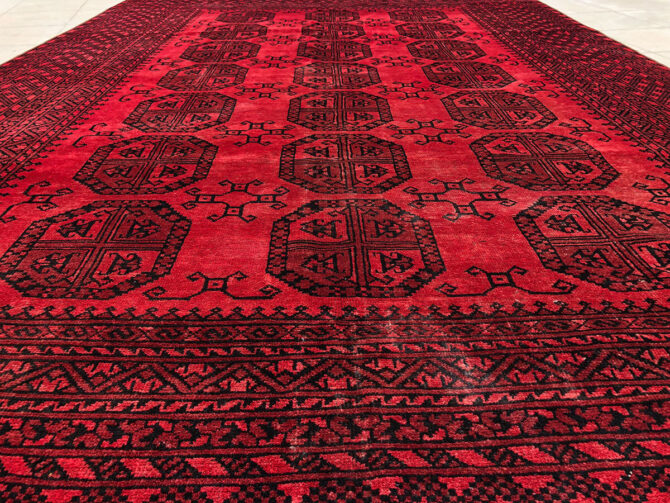 Authentic Hand Knotted Vintage Felpah Bokhara Turkmen Wool Area Rug 9.4 x 6.6 Ft (2905 KHI) - Image 3