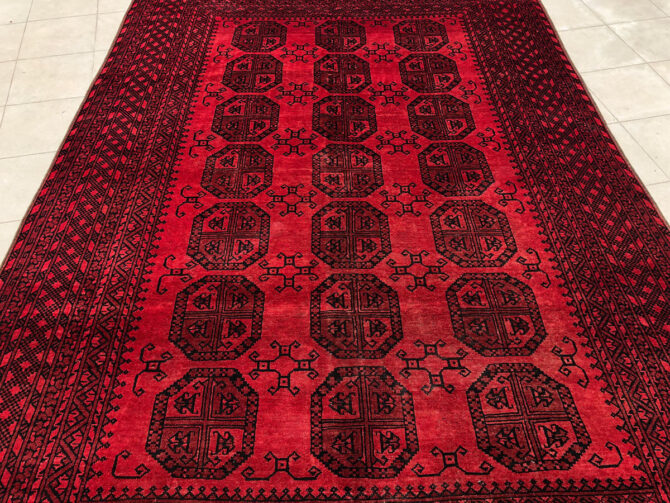Authentic Hand Knotted Vintage Felpah Bokhara Turkmen Wool Area Rug 9.4 x 6.6 Ft (2905 KHI) - Image 4