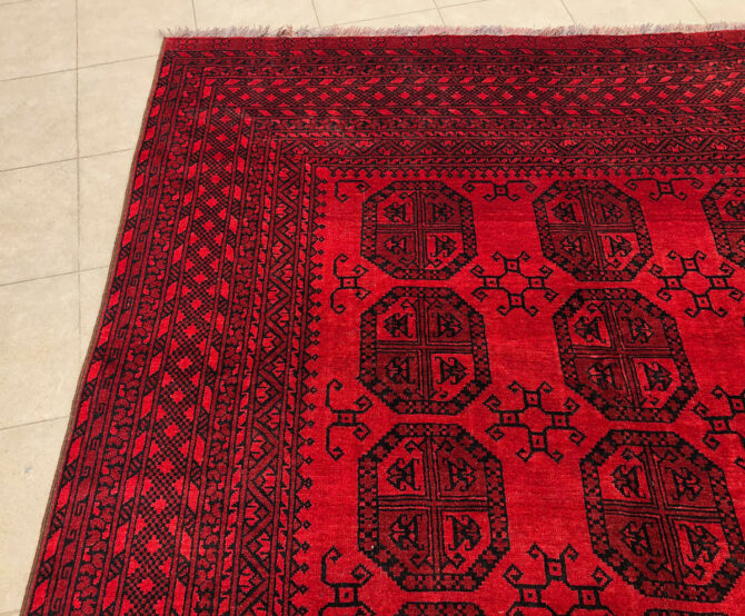 Authentic Hand Knotted Vintage Felpah Bokhara Turkmen Wool Area Rug 9.4 x 6.6 Ft (2905 KHI) - Image 5