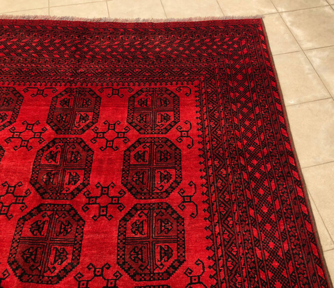 Authentic Hand Knotted Vintage Felpah Bokhara Turkmen Wool Area Rug 9.4 x 6.6 Ft (2905 KHI) - Image 6