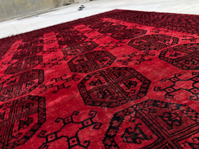 Authentic Hand Knotted Vintage Felpah Bokhara Turkmen Wool Area Rug 9.4 x 6.6 Ft (2905 KHI) - Image 7