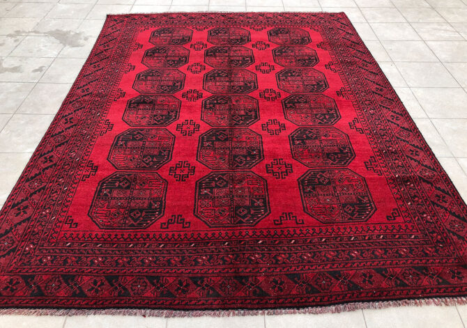 Authentic Hand Knotted Vintage Felpah Bokhara Turkmen Wool Area Rug 7.10 x 5.11 Ft (2907 KHI) - Image 2