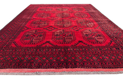 Authentic Hand Knotted Vintage Felpah Bokhara Turkmen Wool Area Rug 9.2 x 6.7 Ft (2910 KHI)