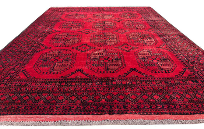 Authentic Hand Knotted Vintage Felpah Bokhara Turkmen Wool Area Rug 9.2 x 6.7 Ft (2910 KHI)