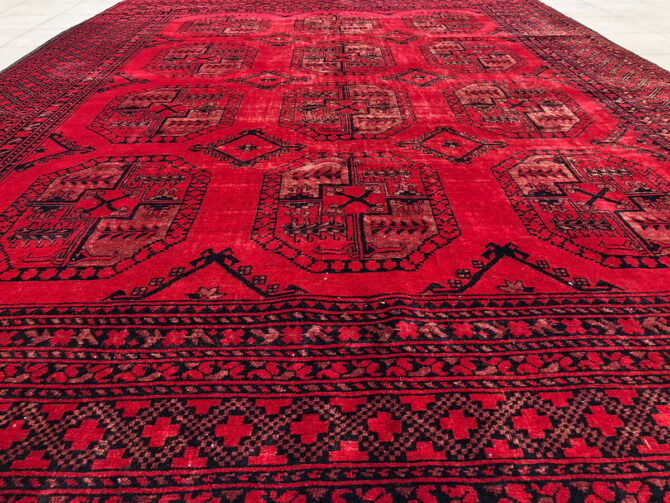 Authentic Hand Knotted Vintage Felpah Bokhara Turkmen Wool Area Rug 9.2 x 6.7 Ft (2910 KHI) - Image 3