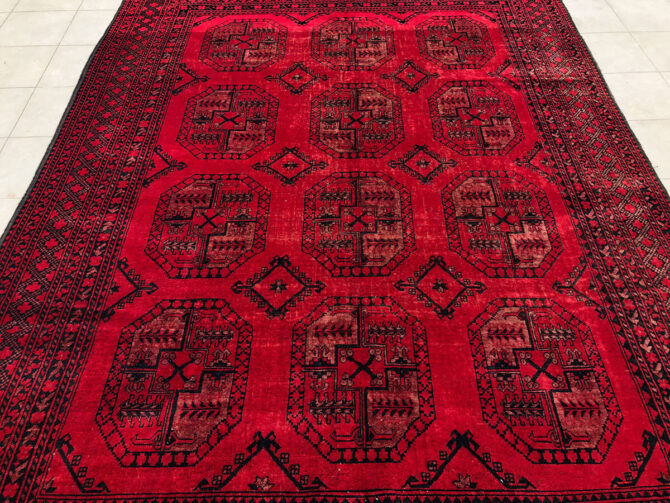 Authentic Hand Knotted Vintage Felpah Bokhara Turkmen Wool Area Rug 9.2 x 6.7 Ft (2910 KHI) - Image 4