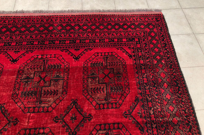Authentic Hand Knotted Vintage Felpah Bokhara Turkmen Wool Area Rug 9.2 x 6.7 Ft (2910 KHI) - Image 6