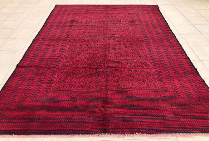 Authentic Hand Knotted Vintage Afghan Zakani Balouch Wool Area Rug 8.10 x 6.6 Ft (2914 KHI) - Image 2