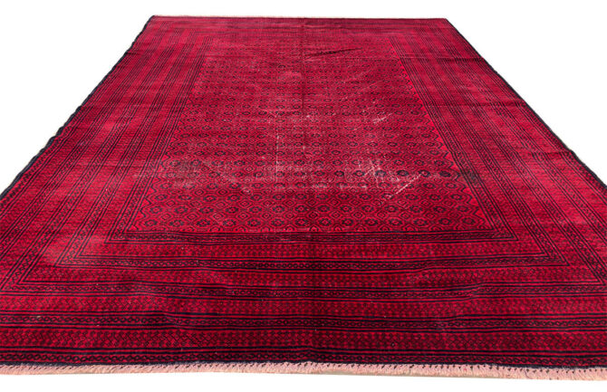 Authentic Hand Knotted Vintage Afghan Zakani Balouch Wool Area Rug 8.10 x 6.6 Ft (2914 KHI)