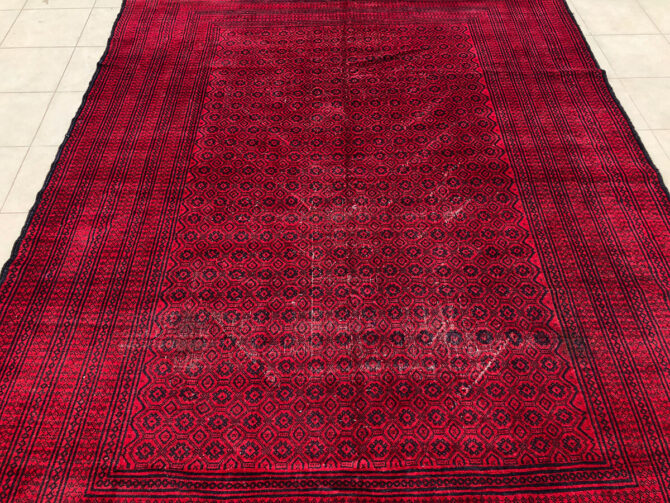 Authentic Hand Knotted Vintage Afghan Zakani Balouch Wool Area Rug 8.10 x 6.6 Ft (2914 KHI) - Image 4