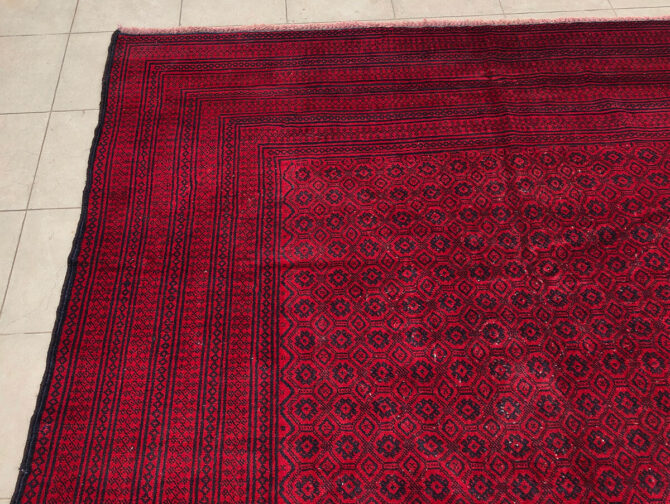 Authentic Hand Knotted Vintage Afghan Zakani Balouch Wool Area Rug 8.10 x 6.6 Ft (2914 KHI) - Image 5