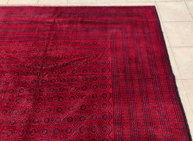 Authentic Hand Knotted Vintage Afghan Zakani Balouch Wool Area Rug 8.10 x 6.6 Ft (2914 KHI) - Image 6