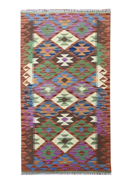 New Afghan Chobi Hand Woven Veg Dyed Wool Kilim Kilm Area Runner 7 x 2 Ft (5937 HM)