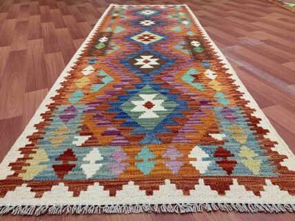 New Afghan Chobi Hand Woven Veg Dyed Wool Kilim Kilm Area Runner 7 x 3 Ft (5936 HM)