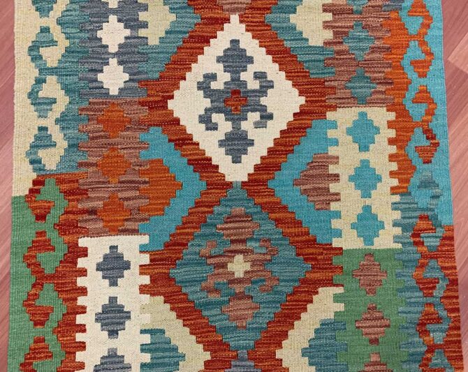 New Afghan Chobi Hand Woven Veg Dyed Wool Kilim Kilm Area Runner 10 x 3 Ft (5879 HM) - Image 5