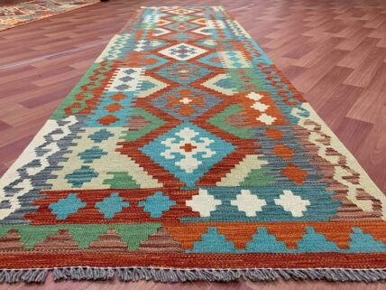 New Afghan Chobi Hand Woven Veg Dyed Wool Kilim Kilm Area Runner 10 x 3 Ft (5879 HM)
