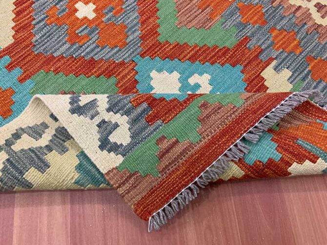 New Afghan Chobi Hand Woven Veg Dyed Wool Kilim Kilm Area Runner 10 x 3 Ft (5879 HM) - Image 7