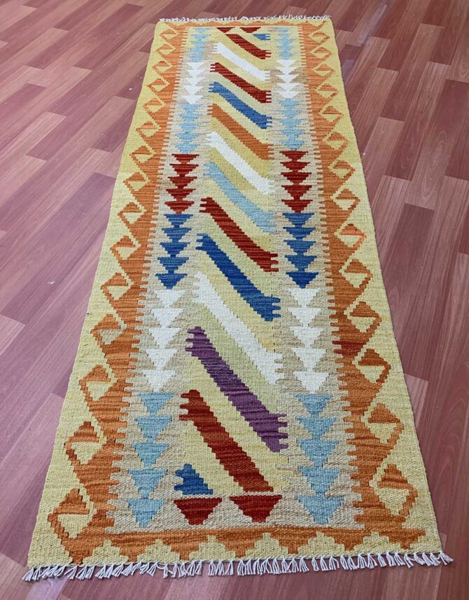 New Afghan Chobi Hand Woven Veg Dyed Wool Kilim Kilm Area Runner 6 x 2 Ft (5905 HM) - Image 2