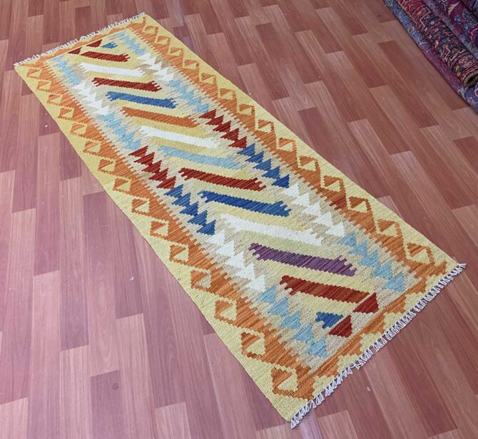 New Afghan Chobi Hand Woven Veg Dyed Wool Kilim Kilm Area Runner 6 x 2 Ft (5905 HM) - Image 6