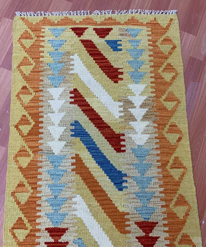 New Afghan Chobi Hand Woven Veg Dyed Wool Kilim Kilm Area Runner 6 x 2 Ft (5905 HM) - Image 4