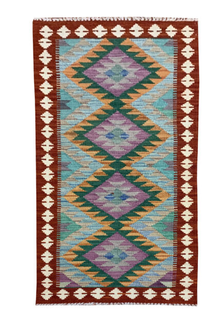 New Afghan Chobi Hand Woven Veg Dyed Wool Kilim Kilm Area Runner 6.5 x 2.2 Ft (5939 HM)