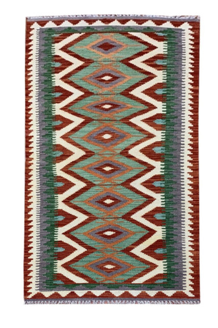 New Afghan Chobi Hand Woven Veg Dyed Wool Kilim Kilm Area Runner 6.3 x 2.5 Ft (5944 HM)