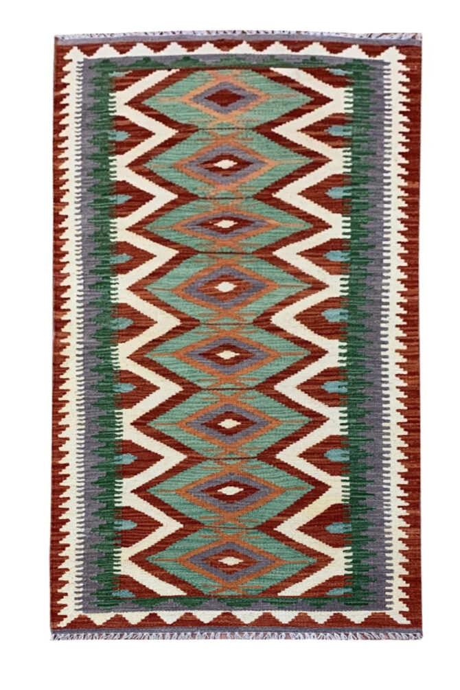 New Afghan Chobi Hand Woven Veg Dyed Wool Kilim Kilm Area Runner 6.3 x 2.5 Ft (5944 HM)