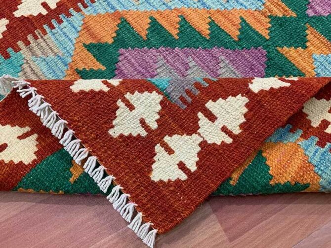 New Afghan Chobi Hand Woven Veg Dyed Wool Kilim Kilm Area Runner 6.5 x 2.2 Ft (5939 HM) - Image 7