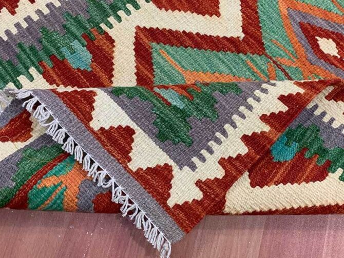 New Afghan Chobi Hand Woven Veg Dyed Wool Kilim Kilm Area Runner 6.3 x 2.5 Ft (5944 HM) - Image 7
