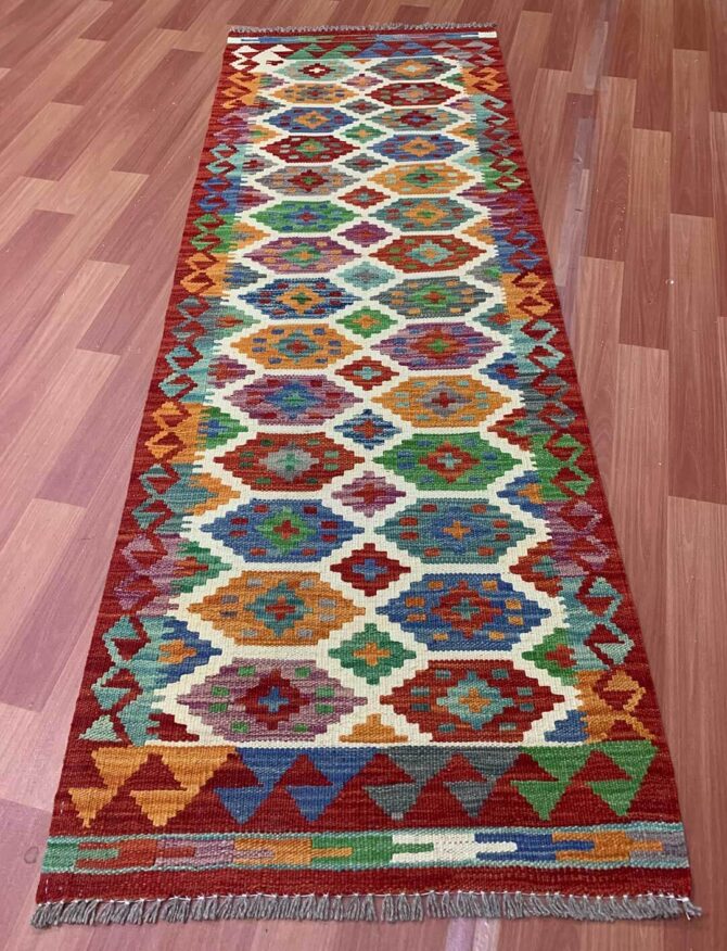 New Afghan Chobi Hand Woven Veg Dyed Wool Kilim Kilm Area Runner 6 x 2 Ft (5969 HM) - Image 3
