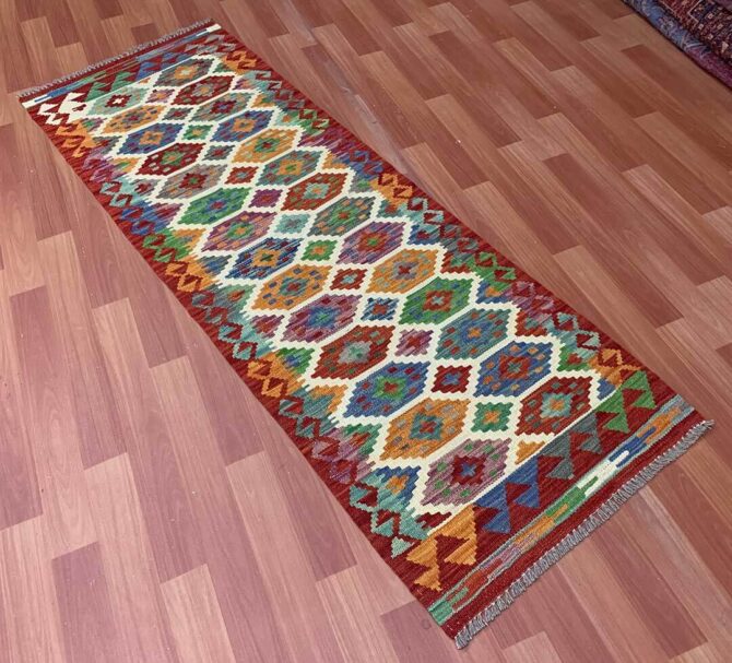 New Afghan Chobi Hand Woven Veg Dyed Wool Kilim Kilm Area Runner 6 x 2 Ft (5969 HM) - Image 5