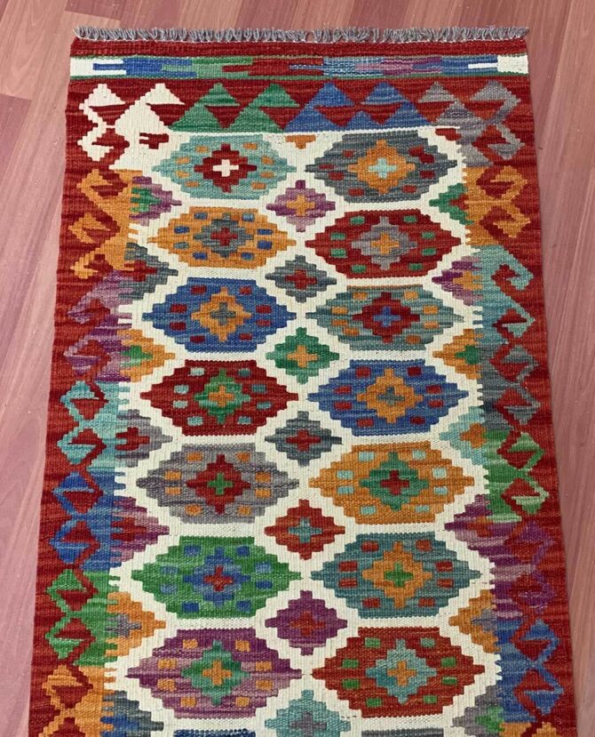 New Afghan Chobi Hand Woven Veg Dyed Wool Kilim Kilm Area Runner 6 x 2 Ft (5969 HM) - Image 4