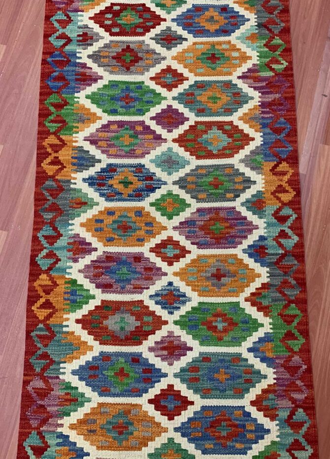 New Afghan Chobi Hand Woven Veg Dyed Wool Kilim Kilm Area Runner 6 x 2 Ft (5969 HM) - Image 6