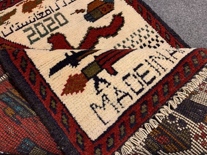 Hand Knotted Afghan War Tank A K 47 Balouch Pictorial Wall Hanging Wool Area Rug 3 x 2 Ft (5676 HM) - Image 8
