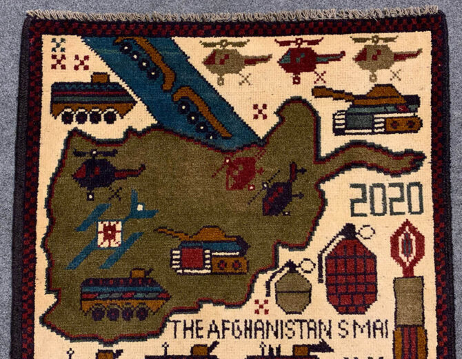 Hand Knotted Afghan War Tank A K 47 Balouch Pictorial Wall Hanging Wool Area Rug 3 x 2 Ft (5681 HM) - Image 4