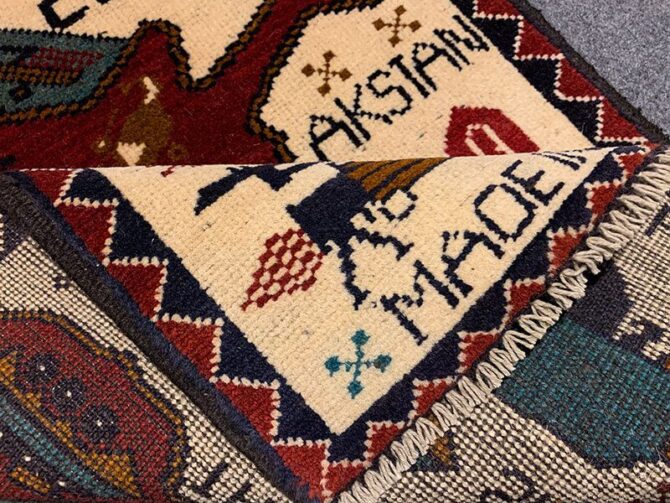 Hand Knotted Afghan War Tank A K 47 Balouch Pictorial Wall Hanging Wool Area Rug 3 x 2 Ft (5682 HM) - Image 7