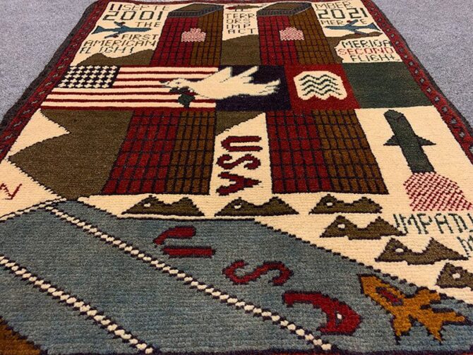 Hand Knotted Afghan War Tank A K 47 Balouch Pictorial Wall Hanging Wool Area Rug 3 x 2 Ft (5683 HM) - Image 3
