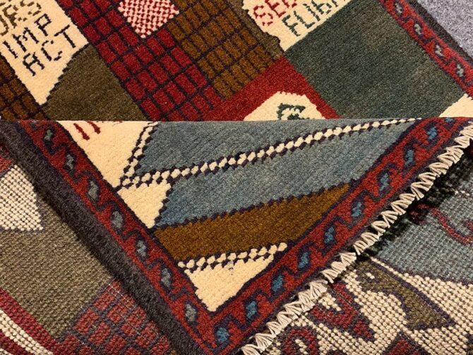 Hand Knotted Afghan War Tank A K 47 Balouch Pictorial Wall Hanging Wool Area Rug 3 x 2 Ft (5683 HM) - Image 6