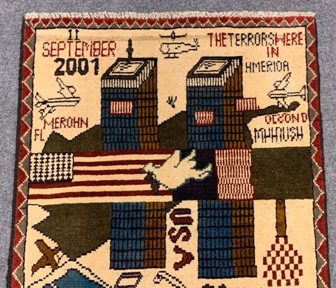 Hand Knotted Afghan War Tank A K 47 Balouch Pictorial Wall Hanging Wool Area Rug 2.5 x 1.11 Ft (5692 HM) - Image 4